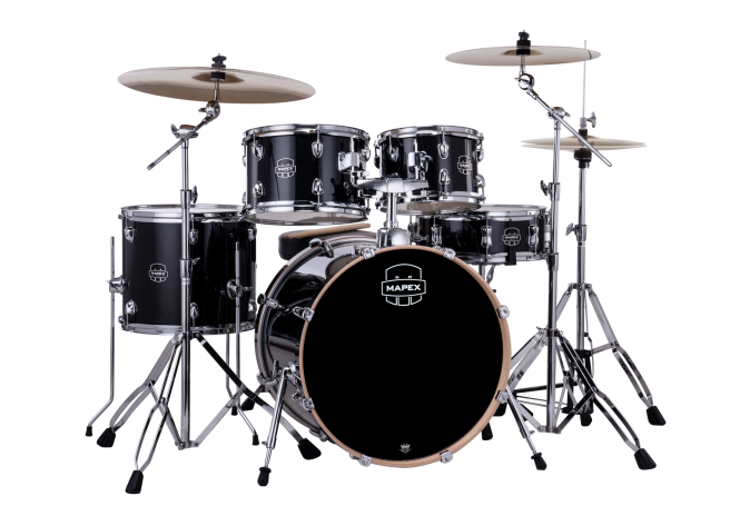 MAPEX Venus VE5045FTCVH Black Galaxy Sparkle Drumset incl.Becken 